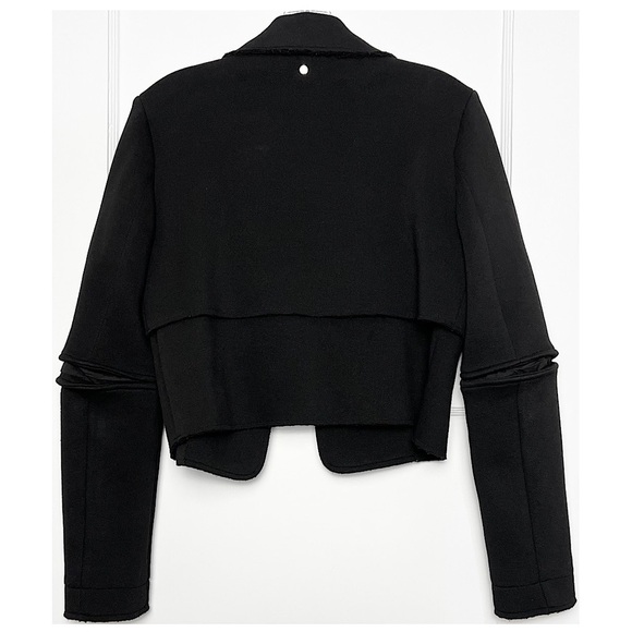 SOSKEN Storm Flap Texture Knit Cutout Detail Cropped Trench Blazer Moto Jacket M - Picture 6 of 8